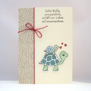 Karte zur Geburt oder Taufe -Schildkröte- Babykarte Geburtskarte creme Baby handgemacht