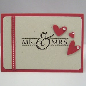 Karte zur Hochzeit -Mr & Mrs- Herz creme rot Hochzeitskarte handgemacht