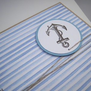 Birthday card Greetings Anchor blue white Birthday card Greeting card maritime handmade image 3