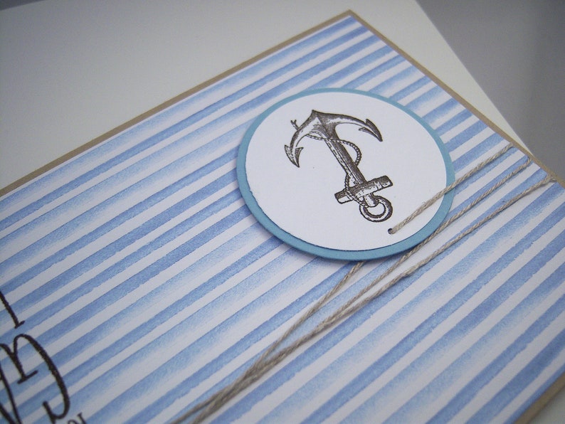 Birthday card Greetings Anchor blue white Birthday card Greeting card maritime handmade image 3