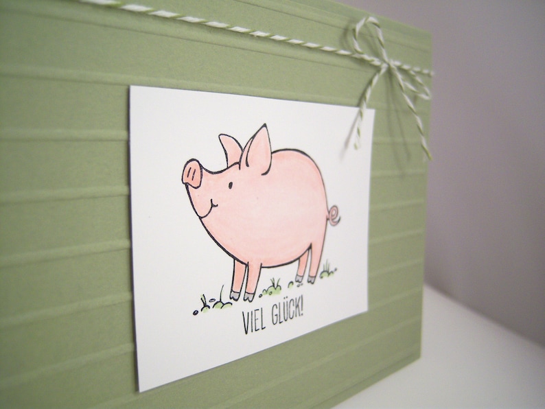 Grußkarte Viel Glück Schweinchen Glücksschwein grün Prüfung Etsy