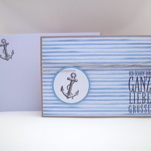 Birthday card Greetings Anchor blue white Birthday card Greeting card maritime handmade image 4