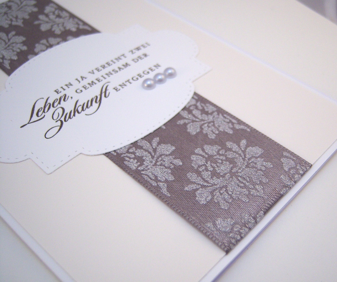 Karte zur Hochzeit Gemeinsam in die Zukunft elegant grau creme