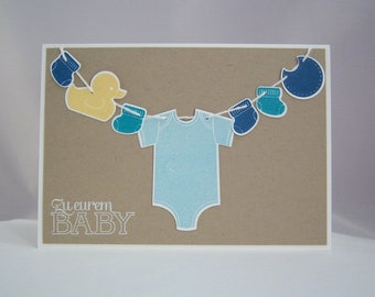 Birth Card -Clothesline- Duck Socks Baby Card Birth Card Handmade