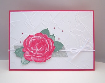 Birthday Card -Rose- Flowers pink birthday card handmade congratulations card wedding