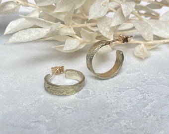 9ct Gold Mother Earth Hoops, Organic Studs, Gaia Studs, Handmade in solid gold, ethical jewellery, gifts for her