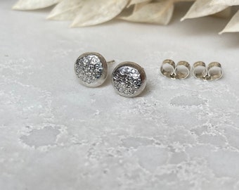 Sustainable Silver Textured Circle Stud Earrings