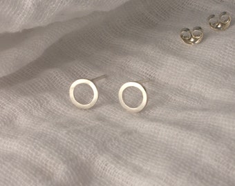 Solid Silver Open Circle Studs, Recycled Silver, Handmade, Ethical Jewellery