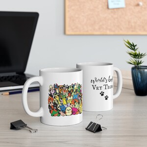 World&#39;s Bet Vet Tech Mug Gift (with cartoon)
