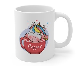 Lindo regalo de taza de café de unicornio