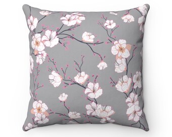 Almohada decorativa de flor blanca - almohada cuadrada + funda de almohada