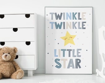 Twinkle Twinkle Little Star Blue Neutral Print