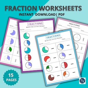 15 Arbeitsblätter zum Ausdrucken | Basis-Fraktionen | Fraktionsarbeitsblätter für die 1., 2. und 3. Klasse