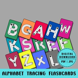Alphabet Tracing Flashcards, Alphabet Uppercase Letters, Alphabet Cards, Printable Flashcards, Handwriting Practice Cards, Letter Tracing