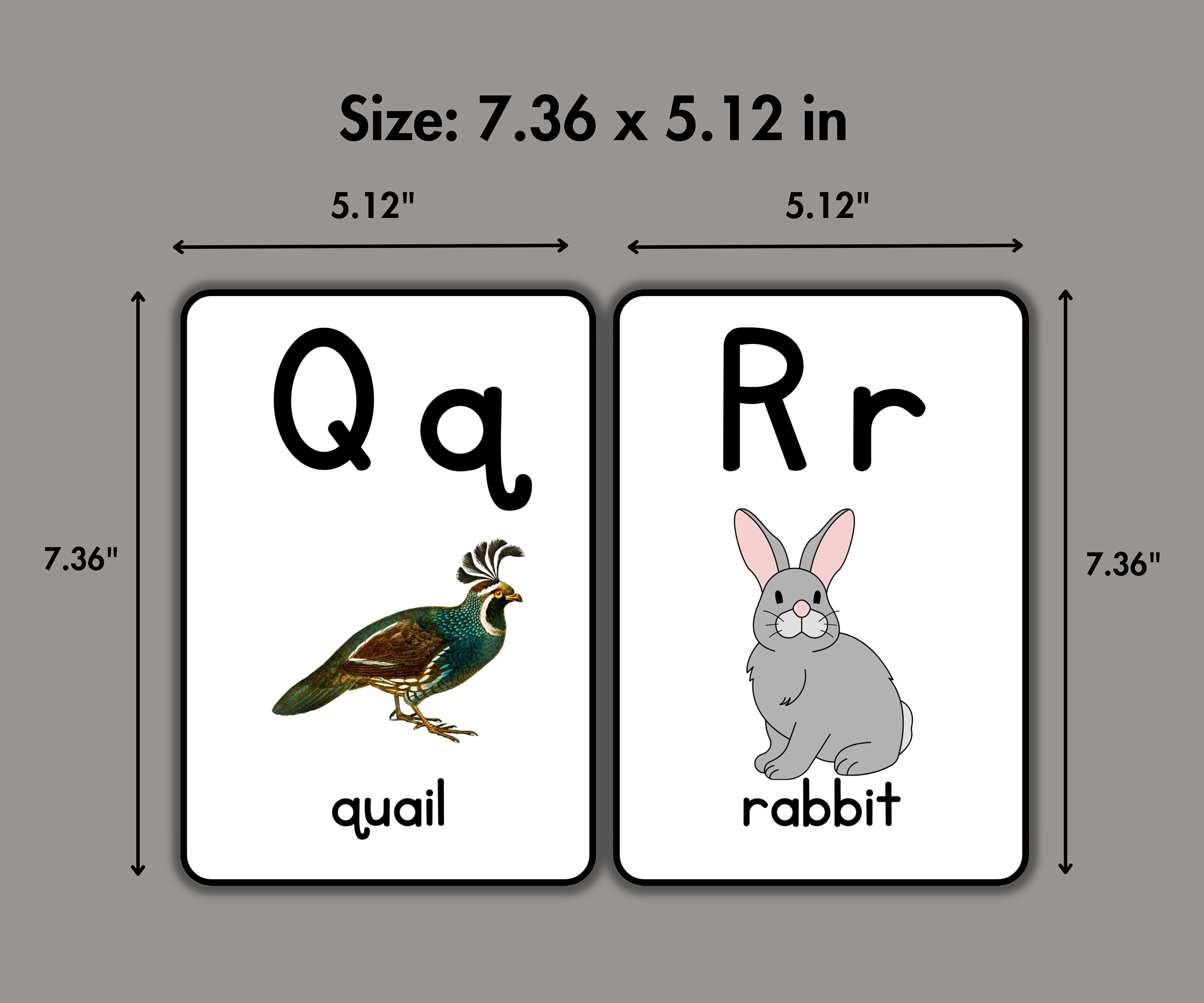 Alphabet Flashcards, ABC Printable Picture Flashcards, Printable