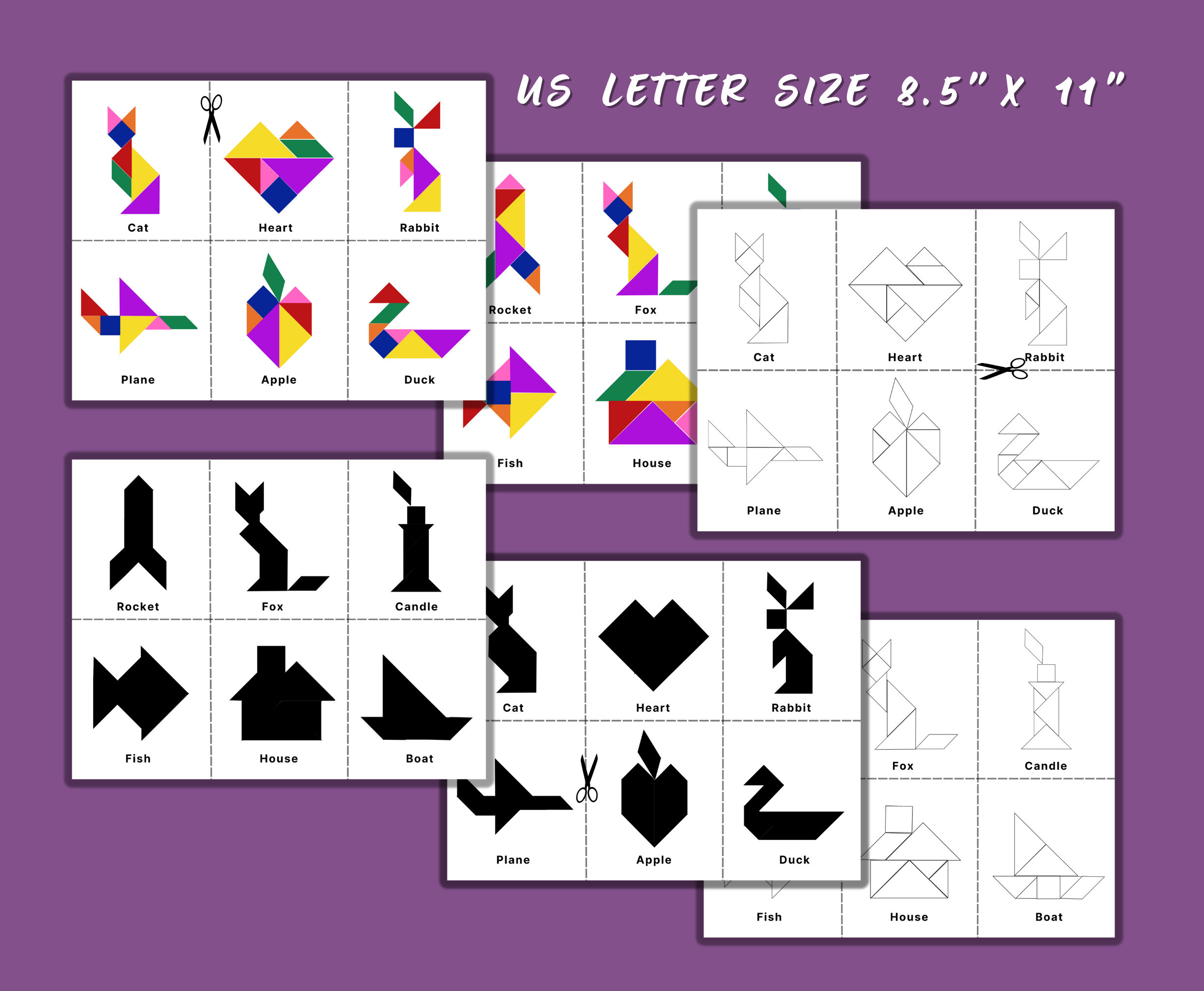 Printable Tangrams/puzzle Activity for Preschool, Kindergarten and Montessori Kids/nomenclature ...