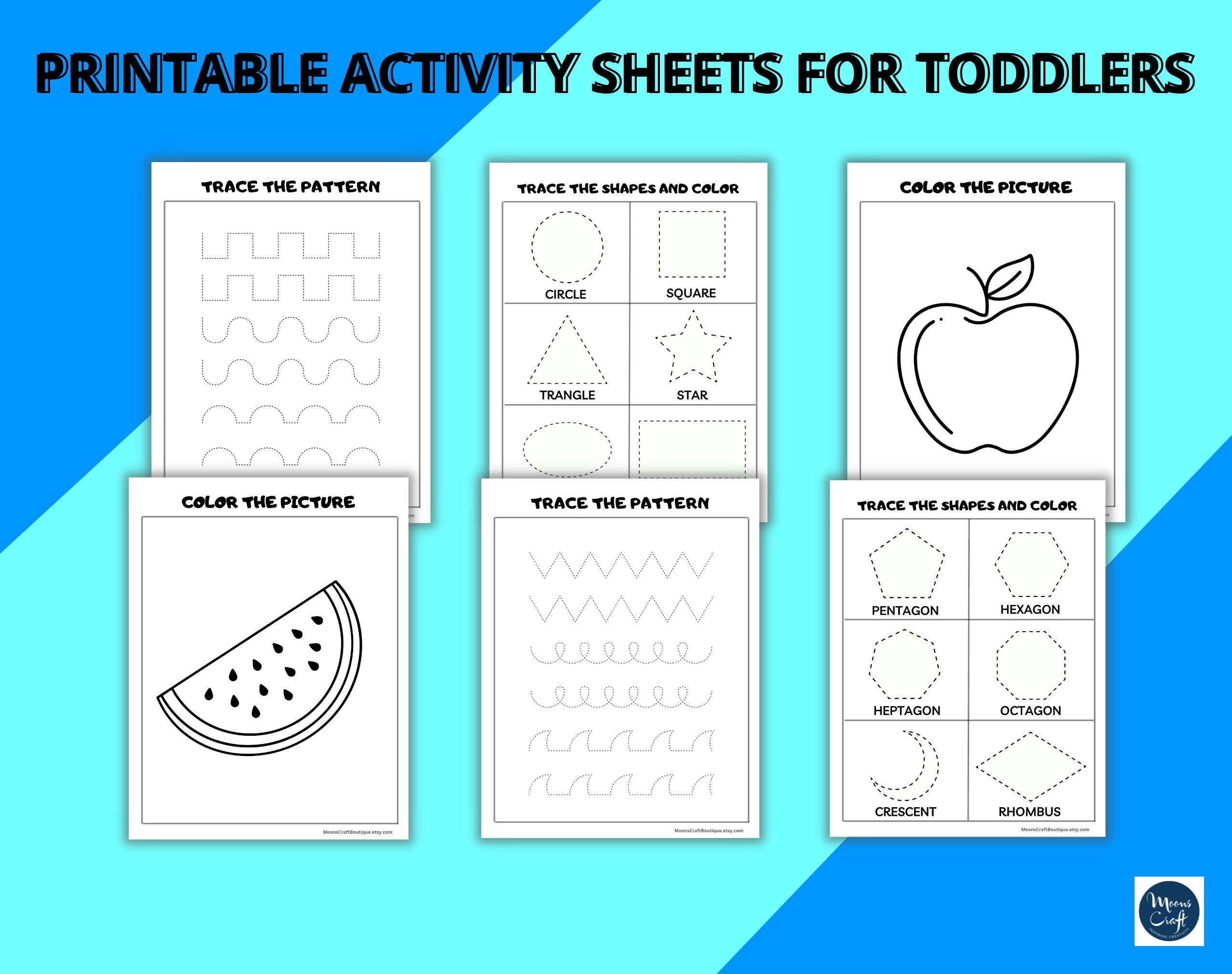 Printable Activity Sheets for Toddlers and Kindergarten Kids / Etsy