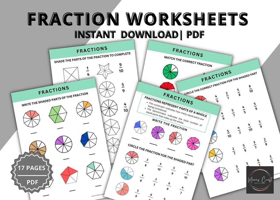 Printable Fraction Worksheets Basic Fractions Fraction Math Activity