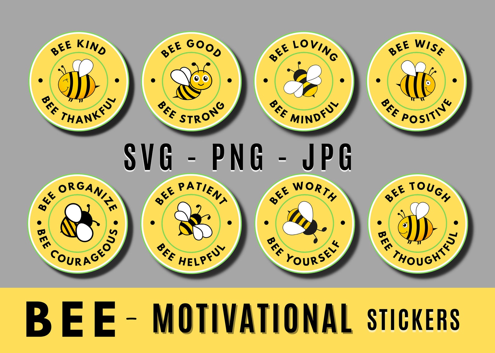 Printable Bee Stickers, Scrapbooking SVG, Motivational Stickers, Bee