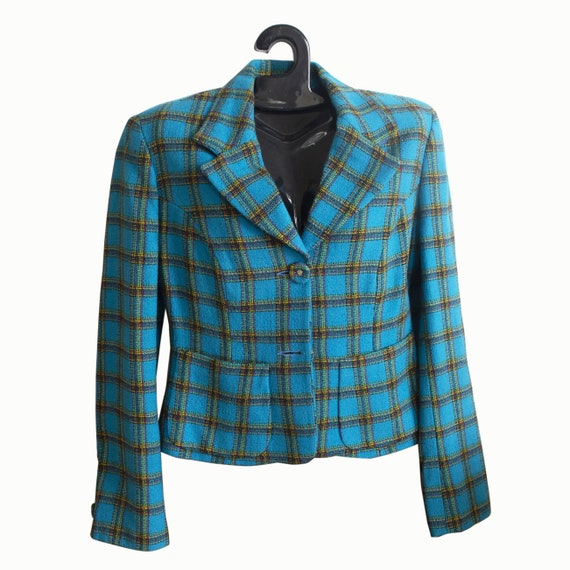 【送料&関税込】Versace Multicolor Tweed Blazer Versace Checked tweed jacket Versace