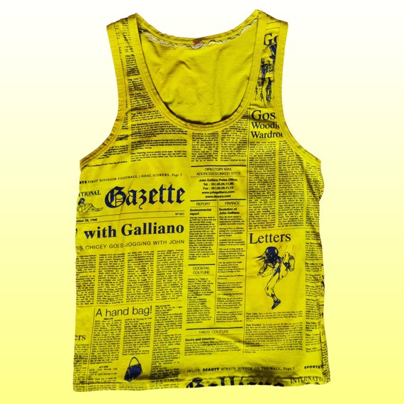 Galliano Gazette yellow tank top