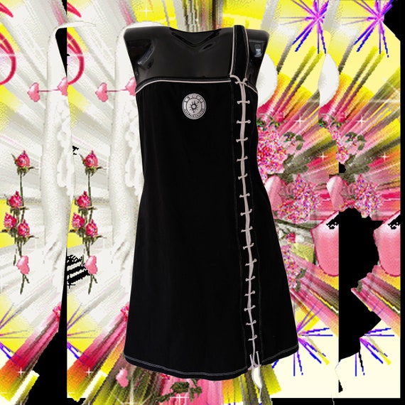 Jean Paul Gaultier Soleil black dress with lace-up
