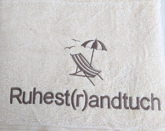 Hand - Badetuch,Saunatuch,Ruhestand,Rente,bestickt, Ruhestrandtuch,Geburtstag,Geschenk,Kollege, Kollegin,Abschied,Strandtuch,Liege