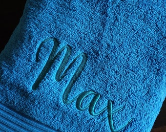 Bath, shower, sauna towel embroidered with desired name, personalized, fluffy, 100% cotton, gift, beach towel, communion, Mother's Day, Father's Day, Easter