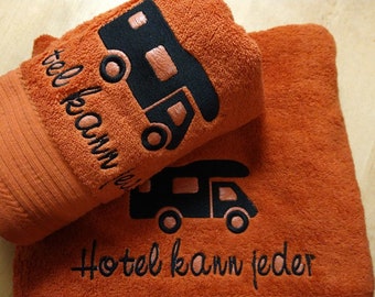 Badetuchset,Handtuch,Camper,Wohnmobil,bestickt,Stickerei,Motiv,Geschenk,Freizeit,Camping