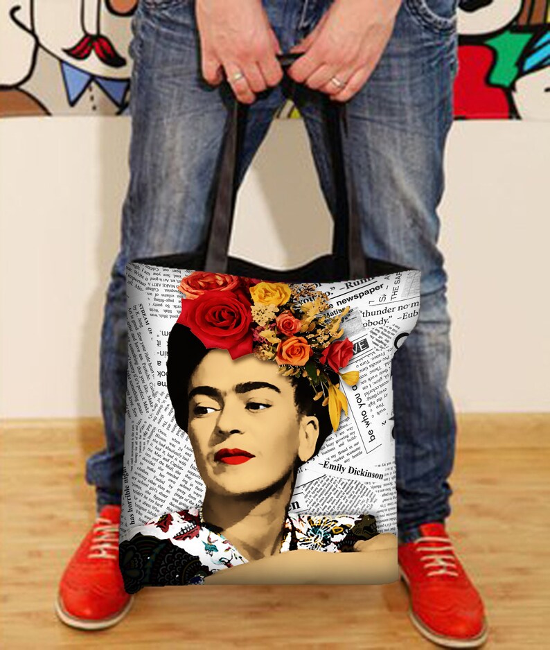 Frida print on tote bag unique bag gift for mom frida photo Etsy