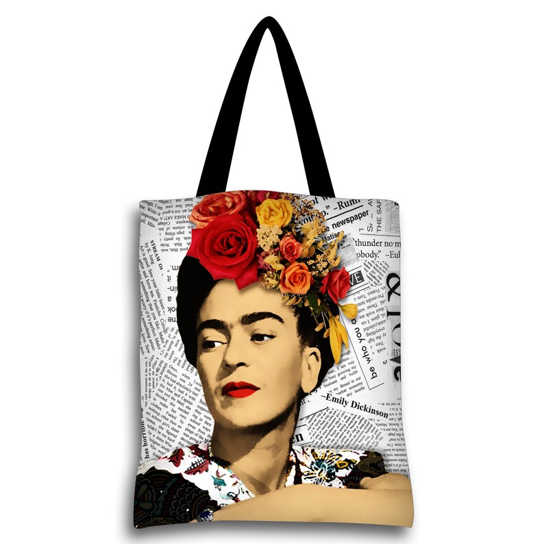 Frida print on tote bag unique bag gift for mom frida photo Etsy
