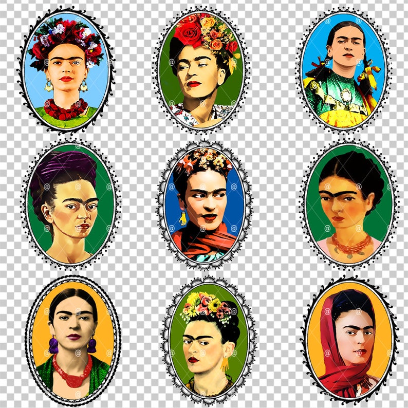 Frida clipart set 18 PNG instant download images Frida | Etsy