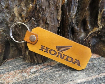 iPick Image Honda Odyssey Rectangular Brown Leather Key Chain Key-Ring