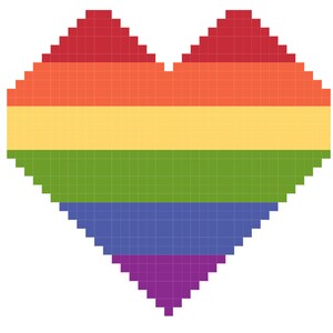 Corazón con bandera arcoíris del orgullo gay - Punto de cruz moderno - PATRÓN