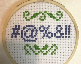 Symbols for Online Swearing - Funny Modern Cross Stitch - 3 Inch Hoop