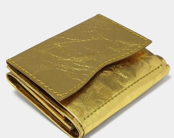 Men's small & stylish wallet – slim paper wallet with coin pocket, 4 card slots, minimalist wallet for men, gold