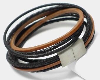 Bracciale Starbeit "Leather Star LC26" nero naturale