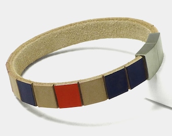 Bracelet Starbeit "Leather Star Raw MG93" Naturel Bleu Rouge