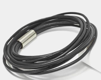 Casual double bracelet for men – genuine leather wrap bracelet – easily combined with other bracelets – simple magnetic clasp