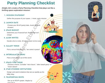 Party Planning Checklist, PDF Downloadable. Your Party Planning Guide, Playful. A Bit Humorous.