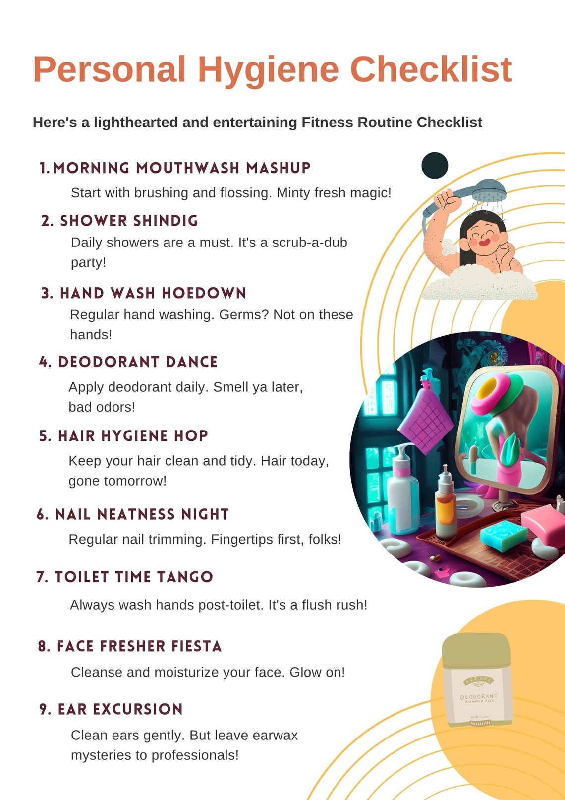 Personal Hygiene Checklist, PDF Downloadable. Your Personal Hygiene