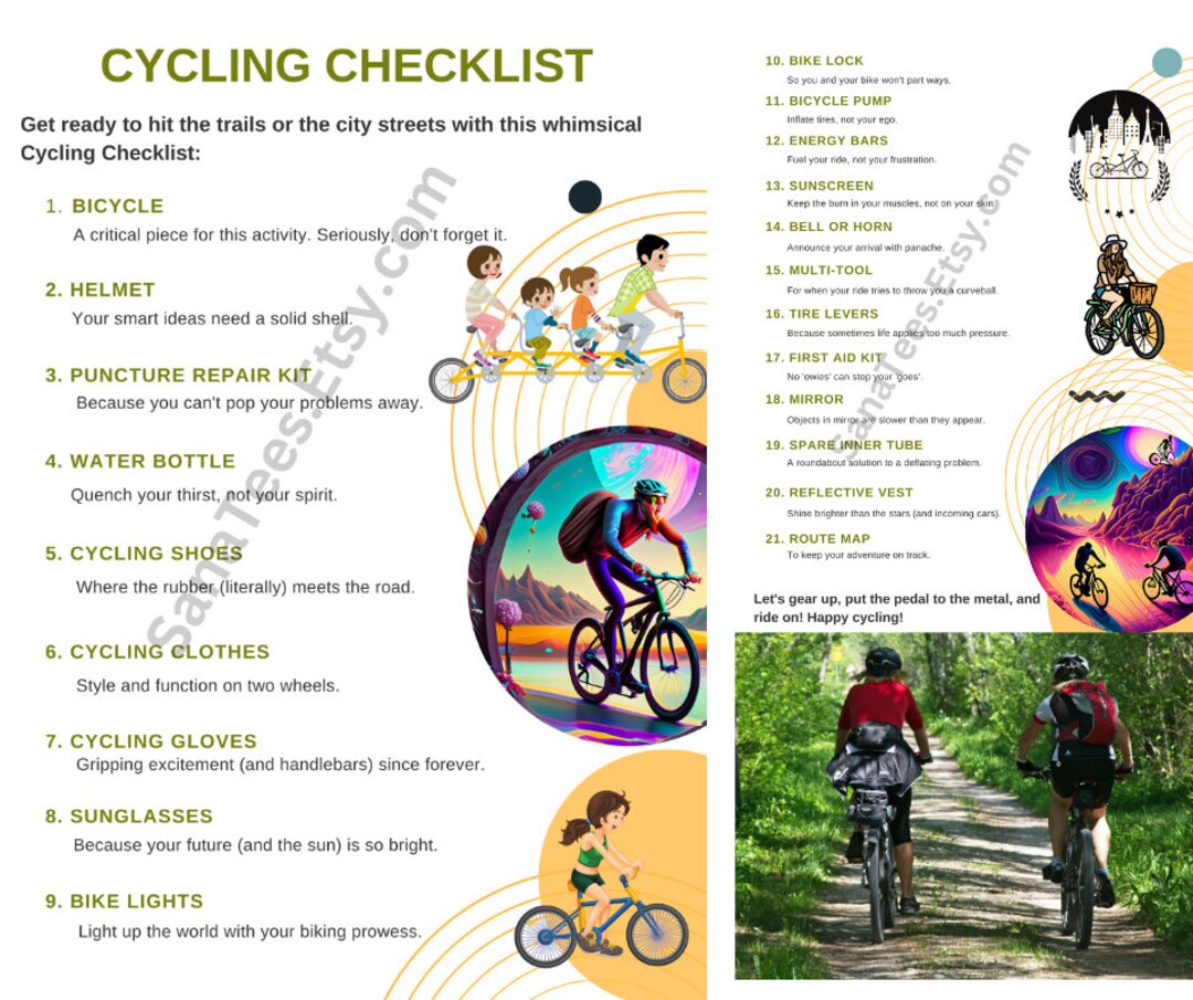 Cycling Checklist PDF Downloadable. Your Cycling Guide Etsy