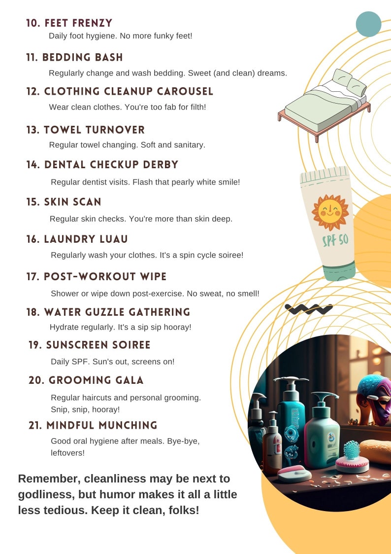 Personal Hygiene Checklist PDF Downloadable. Your Personal Etsy