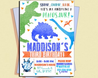 dinosaur invitation etsy