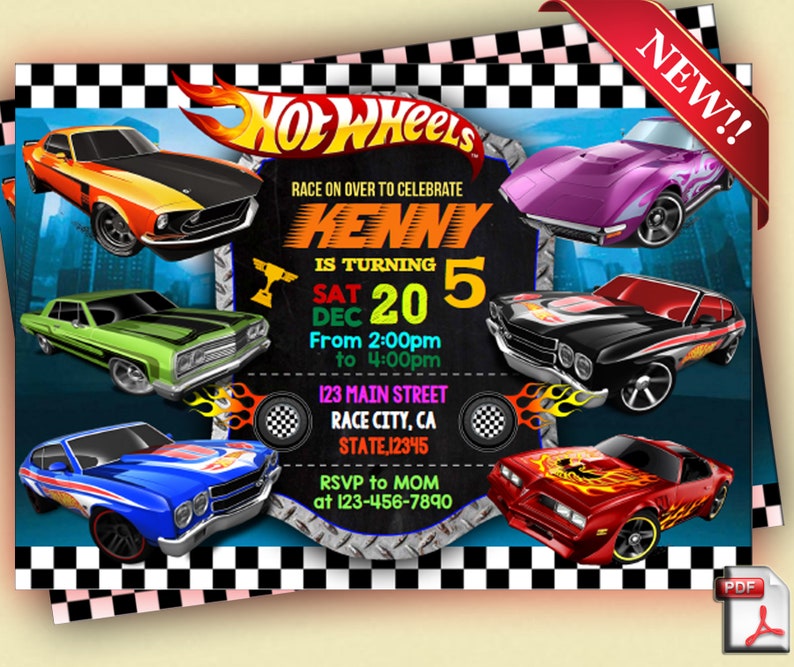 Hot Wheels Invitation Cars Invitation Hot Wheels Birthday Etsy