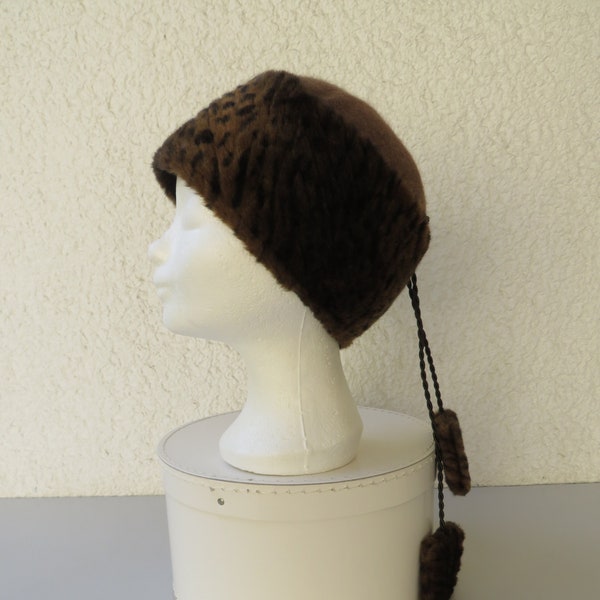 Vintage SEEBERGER Chloche gorra de mujer/sombrero imitación piel bobble Hecho en Alemania