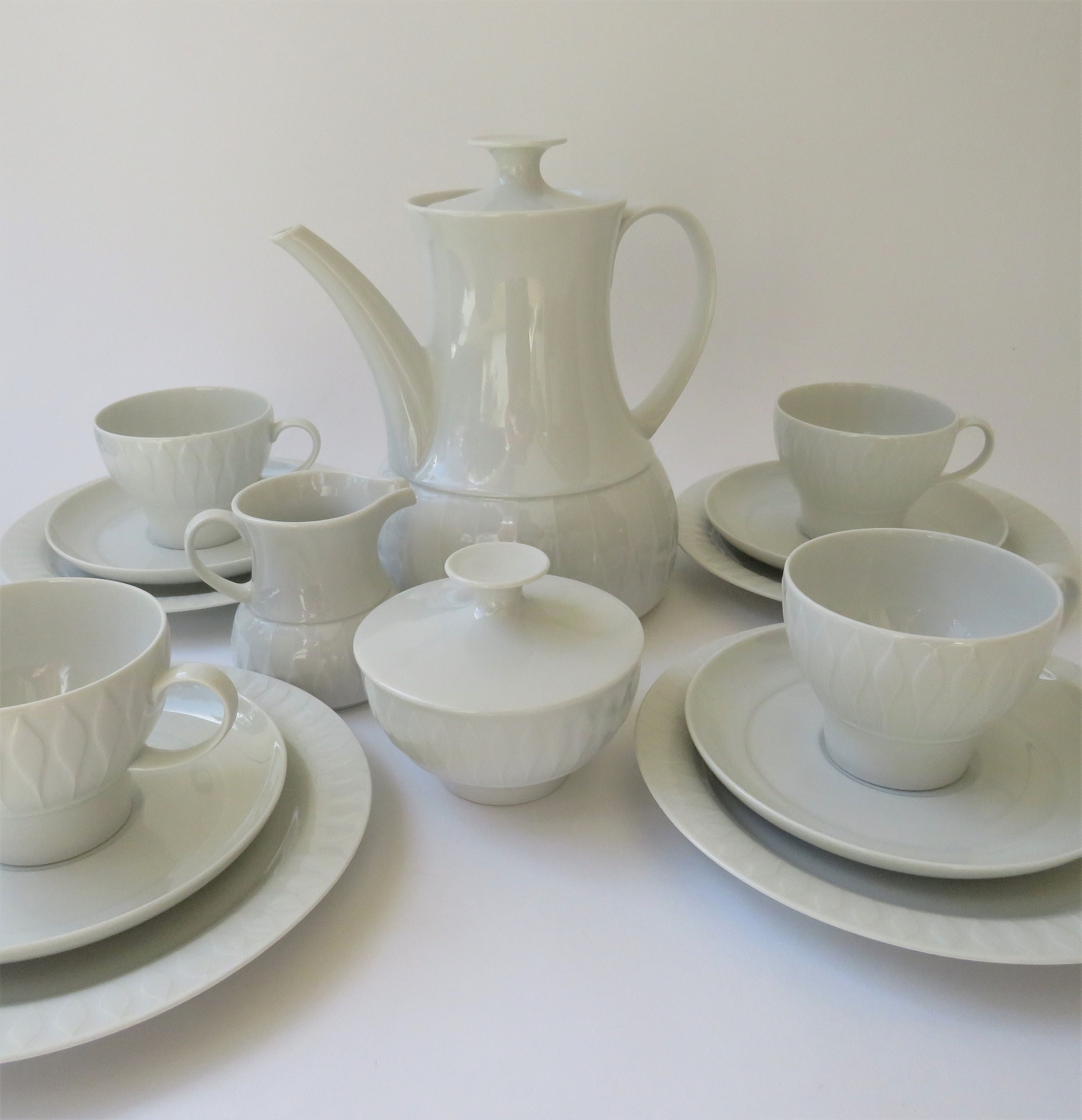 Vintage THOMAS Porzellan Lanzette Kaffeeservice 4 Personen Germany Porzellan 17-teilig Kaffeetassen Teller Milchkännchen Zuckerdose