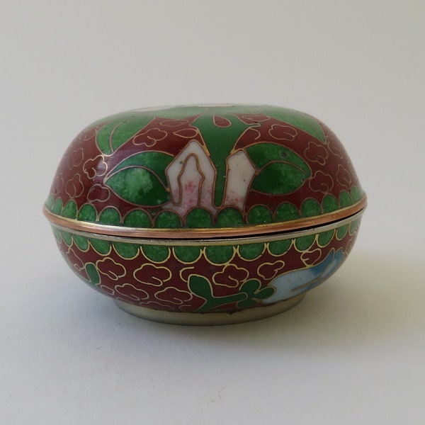 Vintage kleine Messing Emaille Dose Pillendose Cloisonné Kunsthandwerk Emailledose CLOISONNE- DECKELDOSE