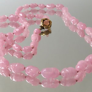 Vintage Rose Quartz Pearl Necklace 70s Pearl Necklace 60 Cm