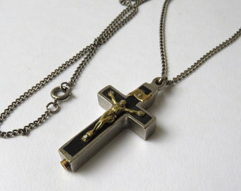 Vintage Jesus Kettenanhänger Kreuz zum öffnen + Kette